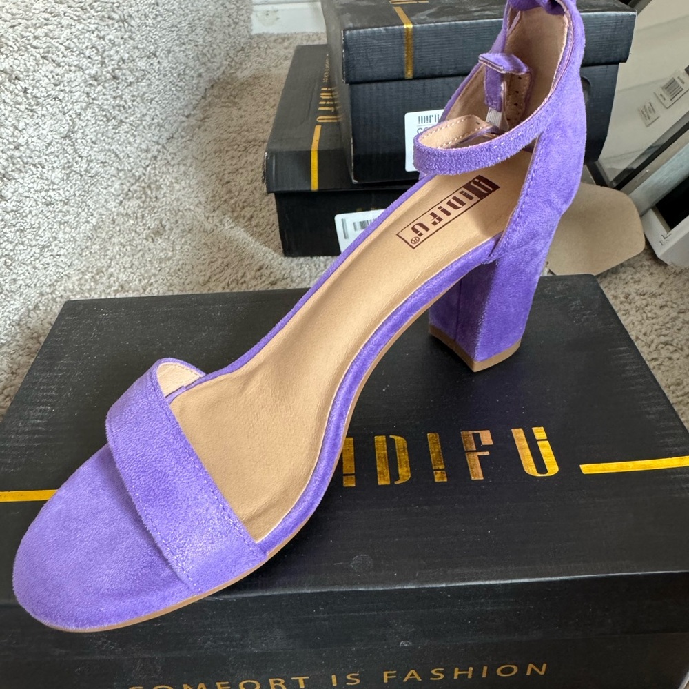 NWT IDIFU Women's Purple Block Heel Sandals